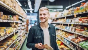 Man Shelfs Supermarket