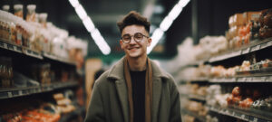 Boy locking and smiling